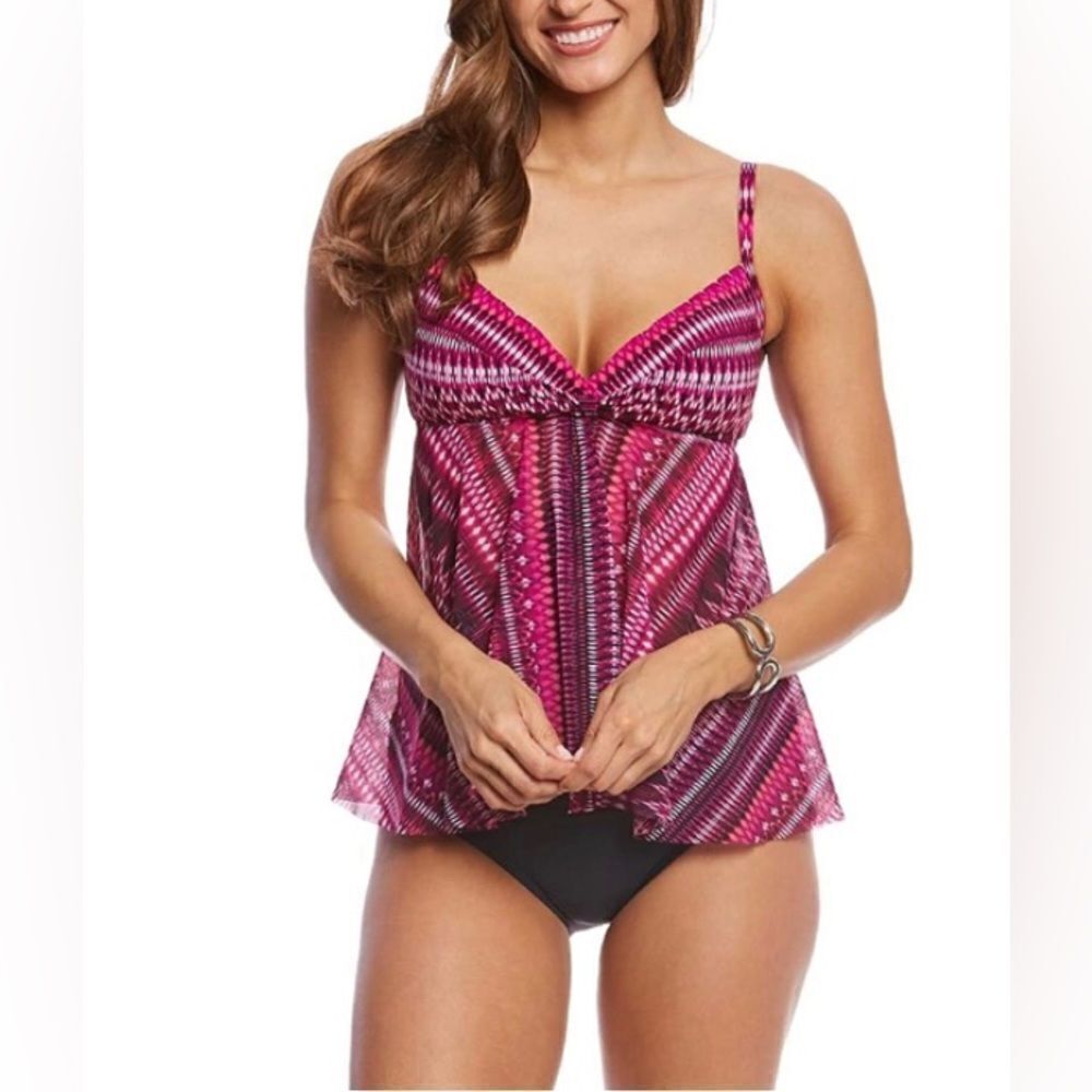 Profile by Gottex Summer Sunset Flyaway Tankini Top size 6